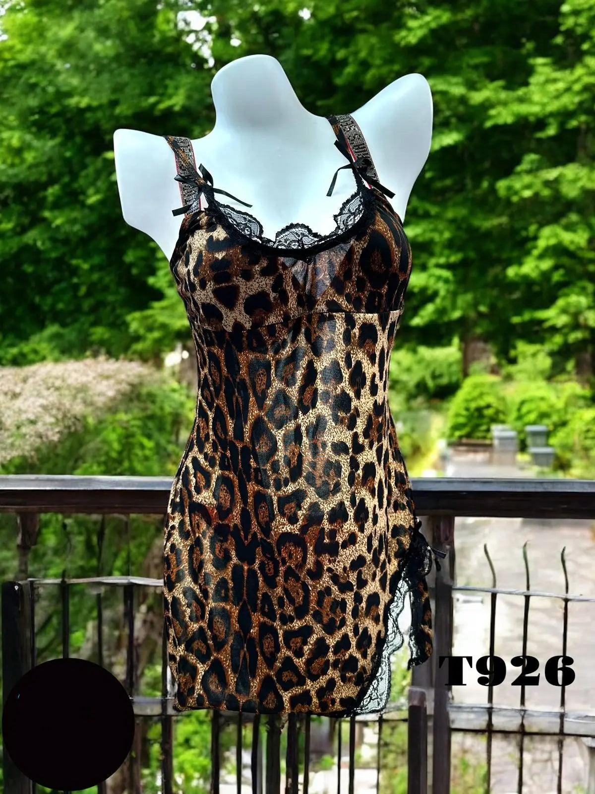 Yanni Women's Elegant Lace & Cheetah Print Nightwear Day Night Wear