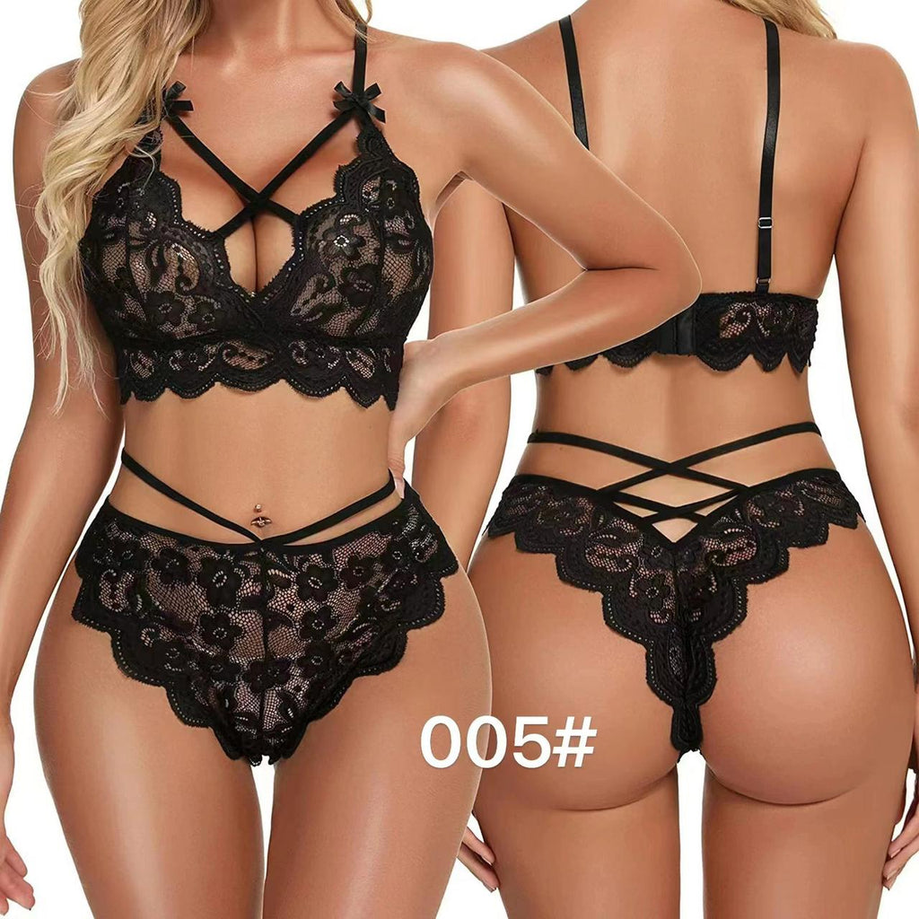 Womens Lingerie Bra And Panty Sets 2 Piece Strappy Lace Bodysuit Lingerie Sexy Babydoll Lace Lingerie sets Day Night Wear