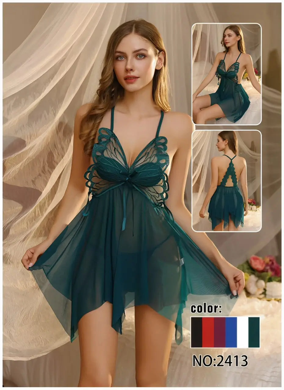 Women's Sexy Lace Nightdress Women's Bow Lingerie Pajamas Set Babydoll Costumes Erotic Hot Dresses Exotic Pajamas Day Night Wear